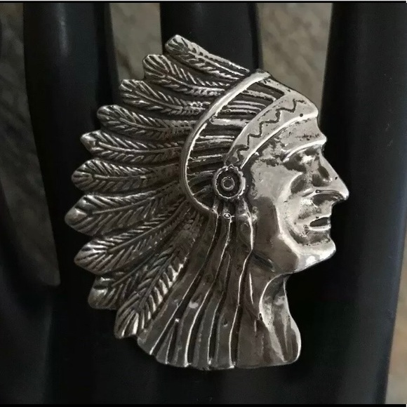 Native American Sterling Silver Indian Head Ring - Picture 1 of 8